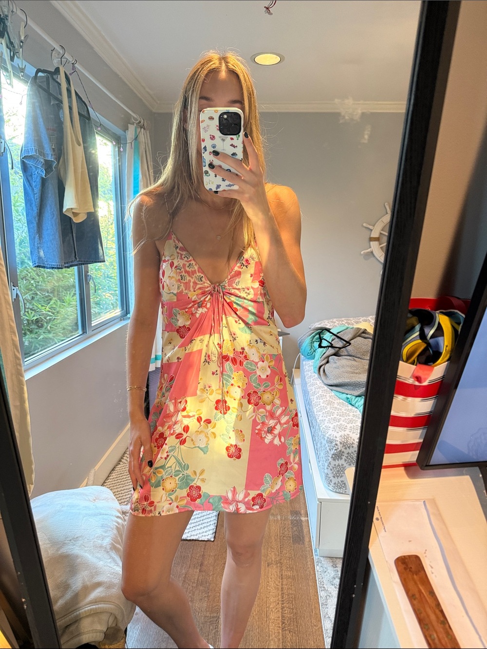 Zara Floral Slip Dress in Pink and Yellow